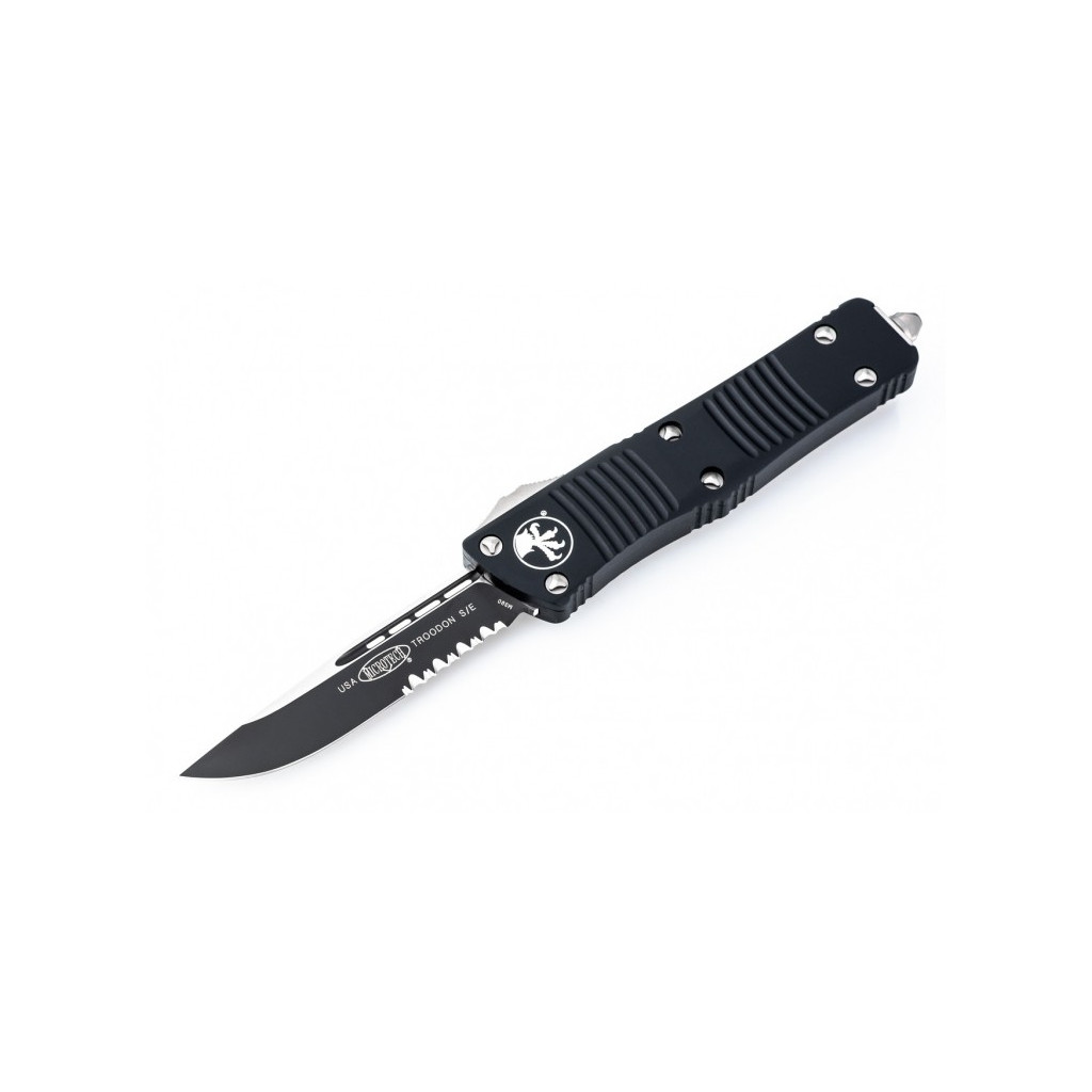 Nóż Microtech 139-2 Troodon S/E - Black Handle - Black Blade - Partial Serrations