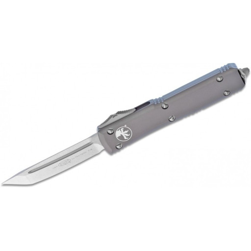 Nóz Microtech 123-10GY Ultratech AUTO OTF Knife 3.46" Stonewashed Tanto Plain Blade, Gray Aluminum Handles