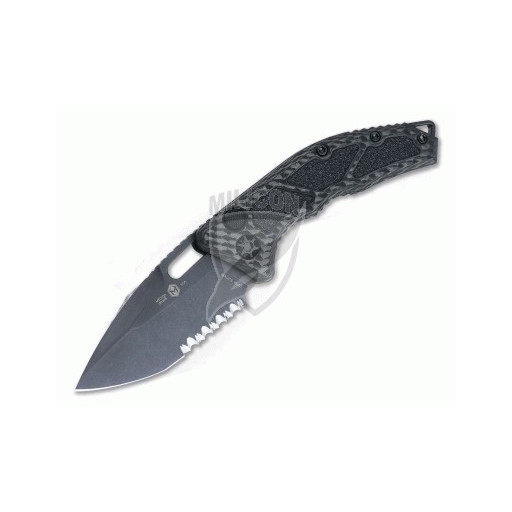 Nóż Heretic Knives Medusa Tanto OTS Automatic Serrated Black DLC S35VN Carbon Fiber H011-6B-CF