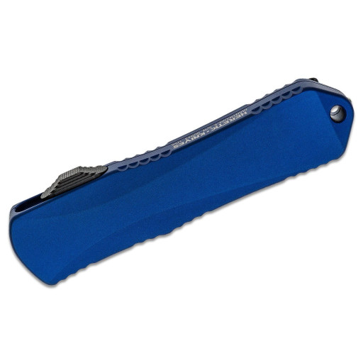 Nóż Heretic Knives H029-6A-BLU Manticore E OTF AUTO Knife 3.05" S35VN Black DLC Recurve Blade, Blue Aluminum Handles