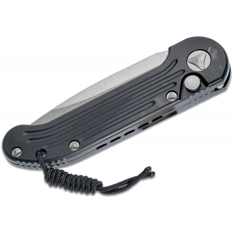 Microtech 135-11 LUDT AUTO 3.375" Stonewashed Combo Blade, Black Aluminum Handles