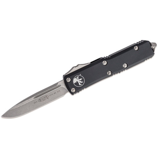 Nóż Microtech 231-10 UTX-85 AUTO OTF Knife 3" Stonewashed Plain Blade, Black Aluminum Handles - dostawa MARZEC 2021