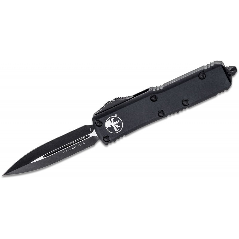 Nóż Microtech 232-1T UTX-85 Tactical AUTO OTF Knife 3" Black Double Edge Blade, Black Aluminum Handles - dostawa MARZEC 2021