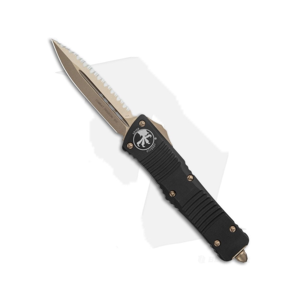 Nóż Microtech Combat Troodon D/E OTF Knife Black (3.8" Bronze Full Serr) 142-15 LST