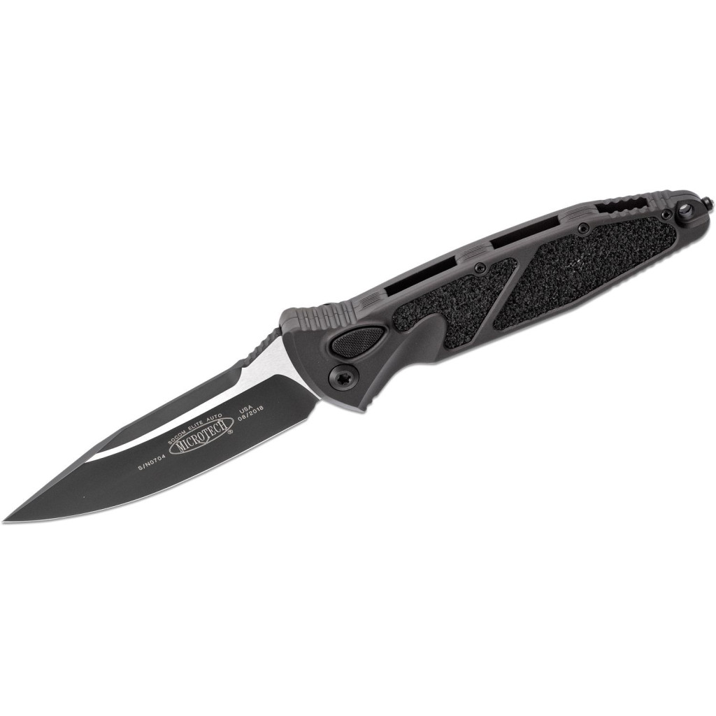 Nóż Microtech 160A-1T Socom Elit Black Clip Point Plain Blade, Black Aluminum Handles